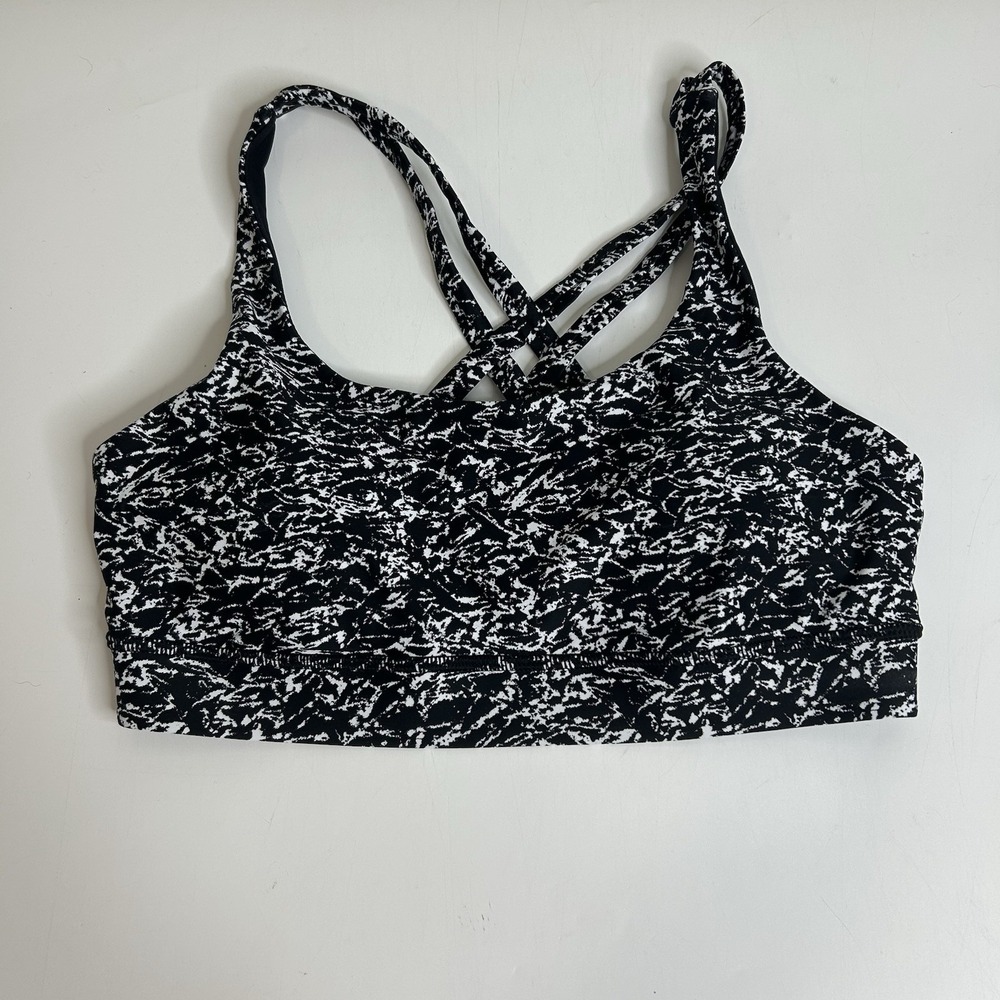 Lululemon Energy Sports Bra Women's 2 Black Gray Pebbled Approx